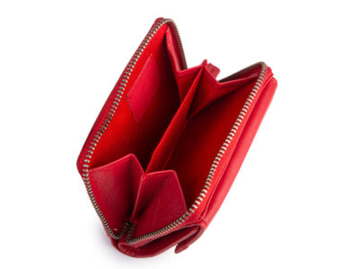 Mały portfel skórzany RFID składany kieszonkowy czerwony Franko - obrazek 5