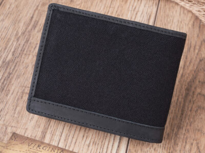 Wygodny, czarny portfel męski Paolo Peruzzi z mocnego materiału i skóry naturalnej - obrazek 4