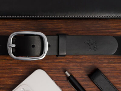 Elegancki, czarny pasek damski skórzany do spodni polskiej marki Beltimore 110 cm - obrazek 5