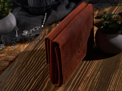 Jasnobrązowy średniej wielkości skórzany portfel damski w stylu vintage Paolo Peruzzi - obrazek 6