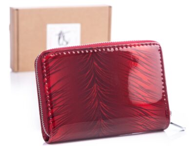 Zestaw prezentowy Etui na klucze czerwone listki + Portfel damski czerwone listki - obrazek 2