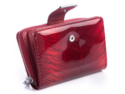 Zestaw prezentowy Etui na klucze czerwone listki + Portfel damski czerwone listki - obrazek 3