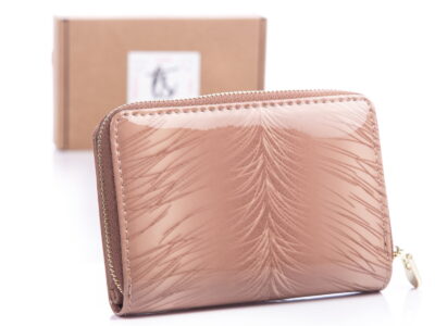 Zestaw prezentowy Etui na klucze beż listki + Portfel damski beż listki - obrazek 2