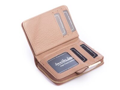 Zestaw prezentowy Etui na klucze beż listki + Portfel damski beż listki - obrazek 5