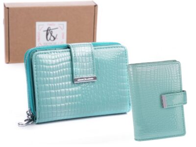 Zestaw prezentowy Wizytownik turkusowy + Portfel damski turkusowy