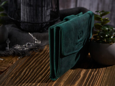 Średniej wielkości zielony portfel damski z surowej skóry naturalnej w stylu vintage Paolo Peruzzi - obrazek 8