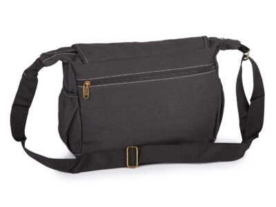 Pojemna, materiałowa torba męska na ramię w stylu vintage w kolorze szarym ORMI - obrazek 2