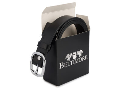 Elegancki, czarny pasek damski skórzany do spodni polskiej marki Beltimore 110 cm - obrazek 8