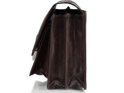 Elegancka i pojemna skórzana saszetka męska na dokumenty ciemnobrązowa Paolo Peruzzi - obrazek 3