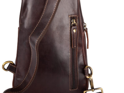Elegancki skórzany plecak damski na jedno ramię w kolorze ciemnobrązowym - obrazek 5