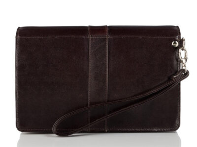 Elegancka i pojemna skórzana saszetka męska na dokumenty ciemnobrązowa Paolo Peruzzi - obrazek 4