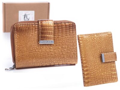 Zestaw prezentowy Wizytownik złoty + Portfel damski złoty - obrazek 1
