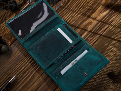 Zielony średniej wielkości skórzany portfel damski w stylu vintage Paolo Peruzzi - obrazek 5