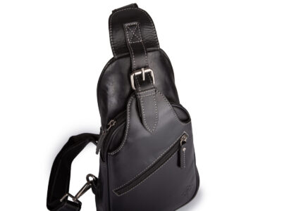 Elegancki skórzany plecak damski na jedno ramię w kolorze czarnym - obrazek 2