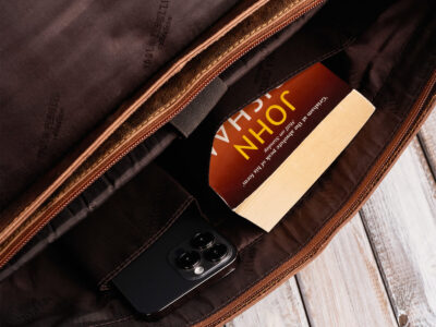 Duża brązowa torba męska na ramię ze skóry naturalnej w stylu vintage A4 z kieszenią na laptopa - obrazek 8