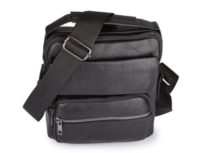 Średniej wielkości torba męska na ramię typu listonoszka w kolorze czarnym - obrazek 5