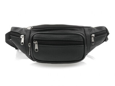Czarna, skórzana saszetka biodrowa typu nerka Beltimore