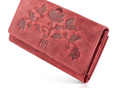 Portfel damski skórzany w stylu vintage pojemny czerwony RFID Paolo Peruzzi - obrazek 9