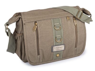 Pojemna, materiałowa torba męska na ramię w stylu vintage w kolorze khaki ORMI