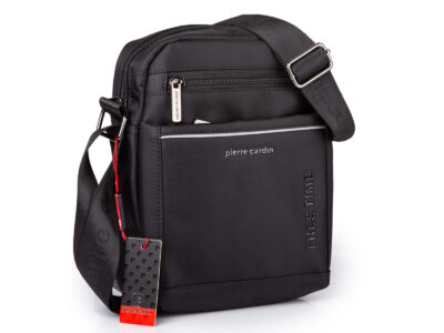 Czarna torba męska na ramię Pierre Cardin - średnia  i wygodna na co dzień