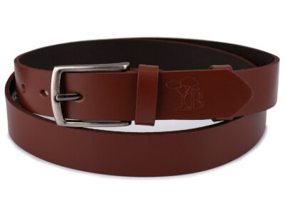 Wąski skórzany pasek męski do spodni 2.9 cm Beltimore brązowy 125 cm. - obrazek 3