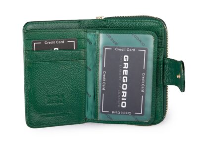 Portfel damski zielony lakierowany z wzorkiem w motylki RFID Gregorio - obrazek 4