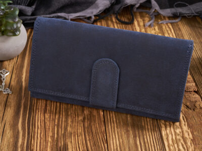 Portfel damski skórzany w stylu vintage pojemny granatowy RFID Paolo Peruzzi - obrazek 3