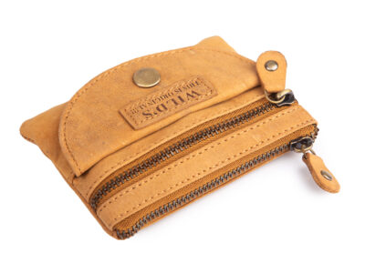 Etui na klucze skórzane w stylu vintage piaskowy beż - obrazek 4