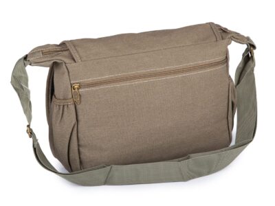 Pojemna, materiałowa torba męska na ramię w stylu vintage w kolorze khaki ORMI - obrazek 3