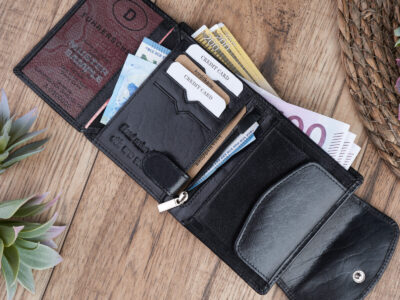 Portfel damski średni z gładkiej skóry naturalnej RFID czarny Paolo Peruzzi - obrazek 6