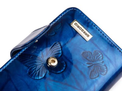 Portfel damski niebieski lakierowany z wzorkiem w motylki RFID Gregorio - obrazek 6