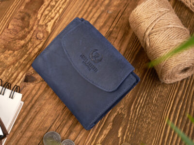 Portfel damski średni ze skóry naturalnej vintage RFID granatowy Paolo Peruzzi - obrazek 2