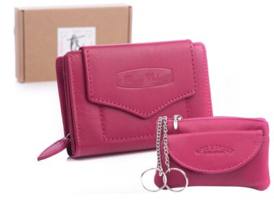 Zestaw prezentowy Etui na klucze różowe + Portfel damski różowe
