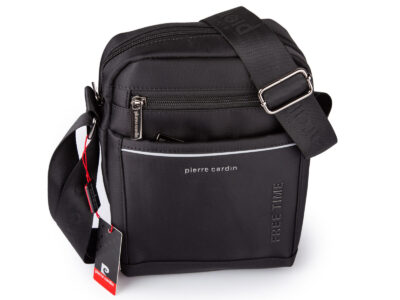 Czarna torba męska na ramię Pierre Cardin - średnia i wygodna na co dzień - obrazek 2