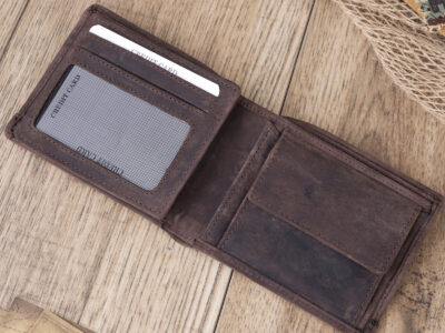 Wygodny, brązowy portfel męski Paolo Peruzzi z mocnego materiału i skóry naturalnej - obrazek 5