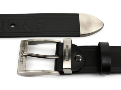 Pasek męski skórzany do spodni typu jeans czarny z klasyczną klamrą Beltimore 125 cm - obrazek 6