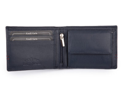 Zgrabny, granatowy portfel męski z miękkiej skóry naturalnej J Jones RFID - obrazek 3