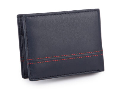 Zgrabny, granatowy portfel męski z miękkiej skóry naturalnej J Jones RFID - obrazek 2
