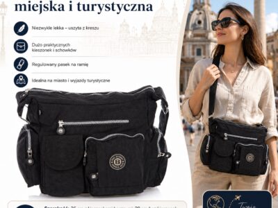 Torebka damska z kreszu turystyczna Bag Street czarna - obrazek 7