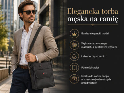 Średnia wygodna torba męska na ramię z kieszonką z klapką Bag Street - obrazek 11