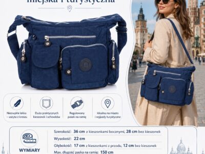 Torebka damska z kreszu turystyczna Bag Street niebieska - obrazek 7