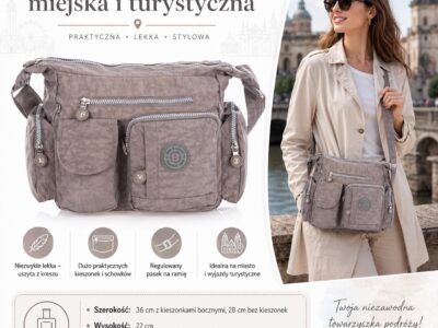 Torebka damska z kreszu turystyczna Bag Street szara - obrazek 7