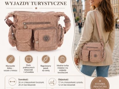 Torebka damska z kreszu turystyczna Bag Street beżowa - obrazek 8