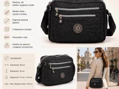 Czarna lekka torebka damska Bag Street - obrazek 9