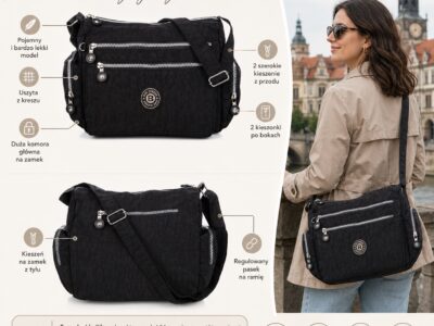 Duża lekka torba materiałowa Bag Street czarna - obrazek 10