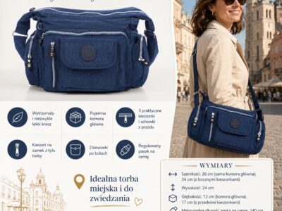 Granatowa lekka torba turystyczna z kreszu Bag Street - obrazek 7