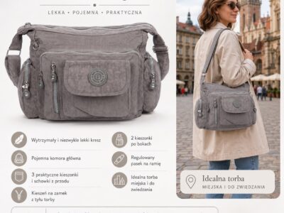 Szara lekka torba turystyczna z kreszu Bag Street - obrazek 8