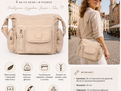 Torebka na ramię jasnobeżowa Bag Street z kreszu - obrazek 6