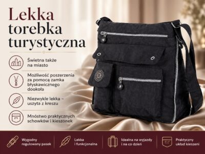 Poszerzana Lekka Torba Materiałowa Czarna z kreszu Bag Street - obrazek 14