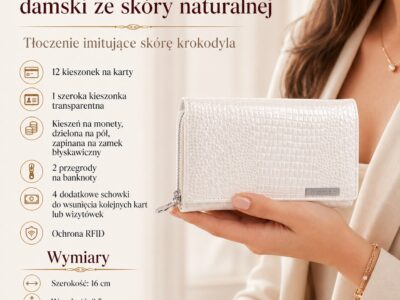Duży lakierowany portfel damski biały RFID Jennifer Jones - obrazek 7